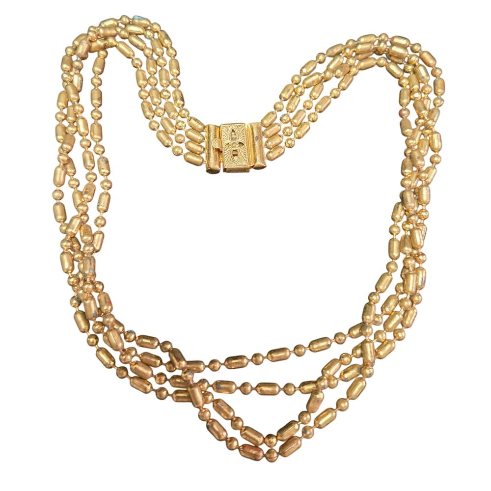 Vintage Mariam Haskell Brass Bead Festoon Multi-strand Necklace 1930's Art Deco